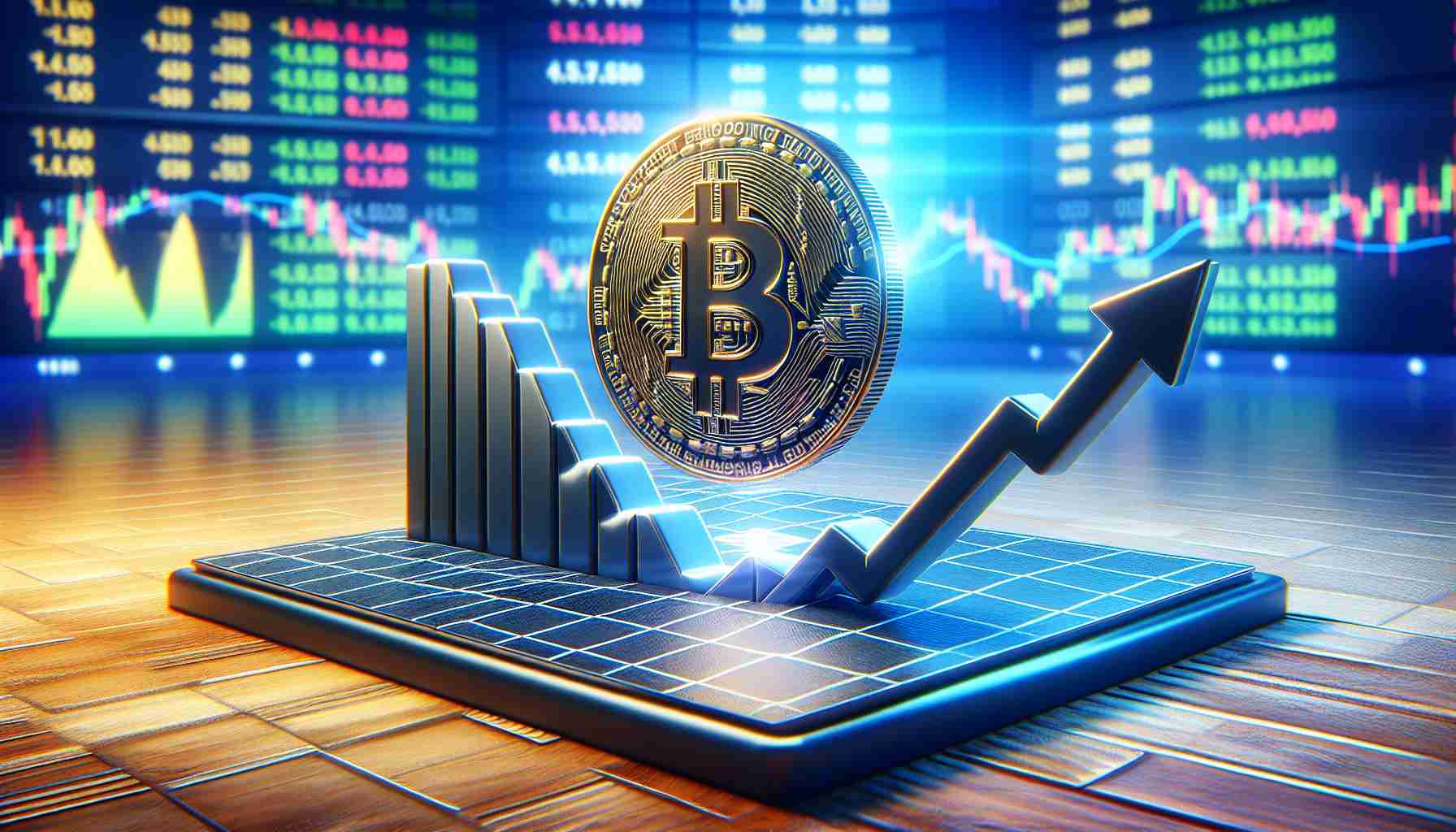 Create a high-definition realistic image depicting the concept of Bitcoin stabilizing above the $65,000 mark to prevent further downturns. This could be represented by a strong, solid floor at the $65,000 level on a price chart, with a bitcoin symbol bouncing off without breaking through. The background could be a stock market scene or financial scene to depict the economic atmosphere.