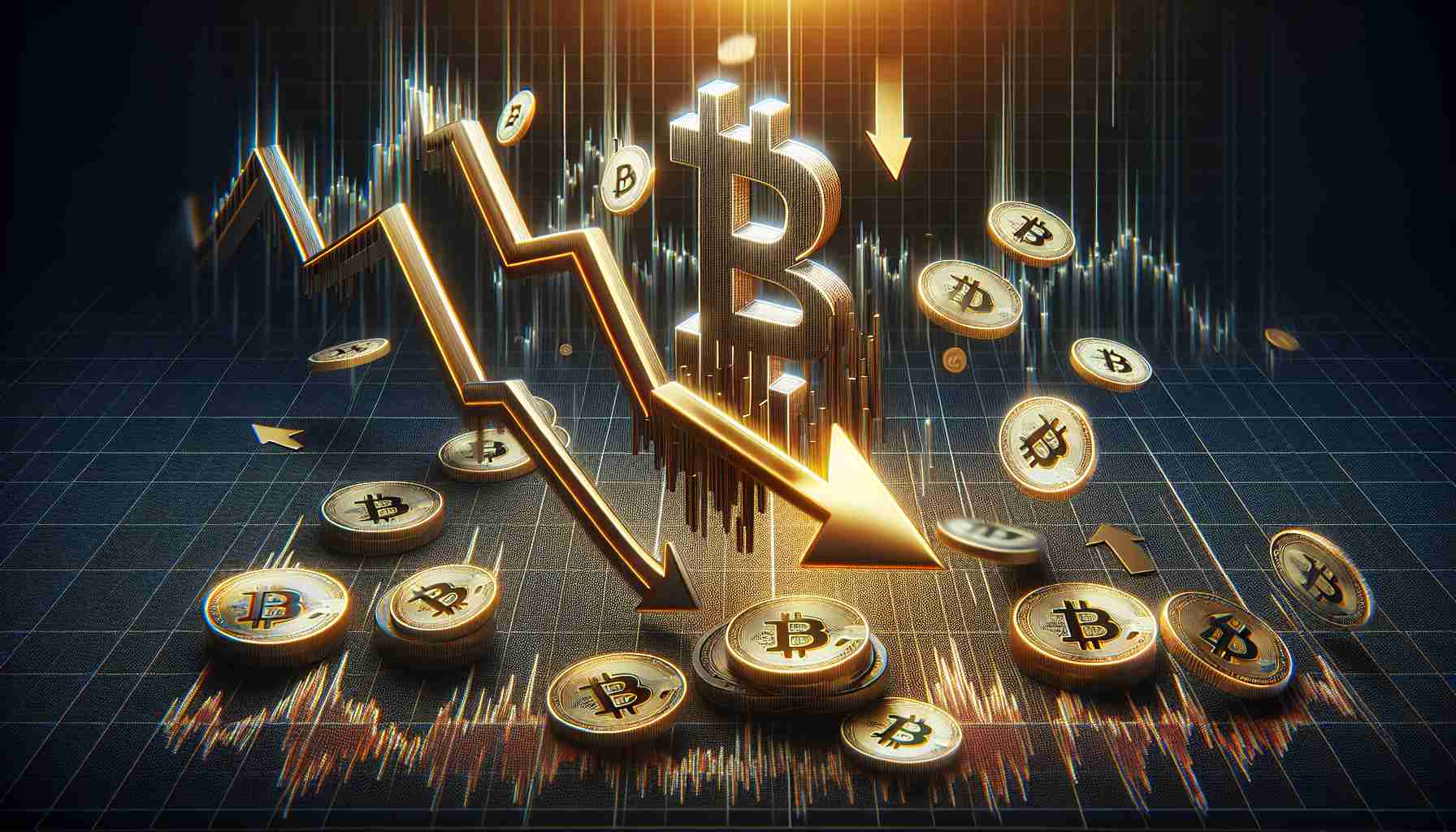 A high-definition and realistic graphical representation of the concept 'Investors Pull Back: Over Half a Billion Dollars Exit Bitcoin ETFs'. Depict a strong falling line in a chart to symbolize the ETFs' value dropping, with coins that have the Bitcoin logo on them flowing out from the chart, indicating the exit of investment. Surrounding this scene, express concern and caution, perhaps through downturned arrows or faded colors.