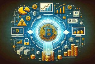 Create a high-definition detailed graphic illustrating a shift in the financial paradigm. Depict traditional finance represented by bar charts, pie charts, and dollar signs transforming through a digital portal into blockchain technology, represented by the Bitcoin symbol, distributed databases, and encryption icons.