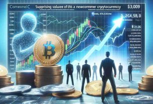 Realistic high-definition image representing the surprising market value of a newcomer cryptocurrency, and how it surpasses a long-established meme cryptocurrency in value. The image should include chart elements, figures, and a random human figure to represent the creator.