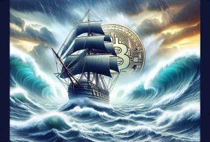 Generate a high-definition, realistic image representing the impressive resilience of the cryptocurrency 'Toncoin' amidst turbulent financial market conditions. The image should denote concepts of steadiness, strength, and invincibility in a sea of economic instability. Perhaps, a visual metaphor using a robust ship upon stormy seas, where 'Toncoin' is represented by the steadfast ship bravely weathering the financial disruptions represented by tumultuous waves.