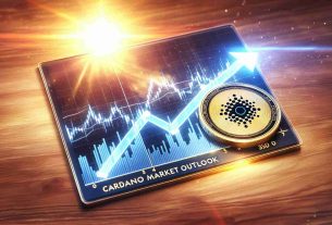 An HD realistic image illustrating the concept of Cardano's Market Outlook becoming brighter as the value of the token increases. The visuals might include: a line graph with an upward trend symbolizing the rising value of Cardano, along with sunlight or a sunrise in the background to represent a positively changing market outlook.