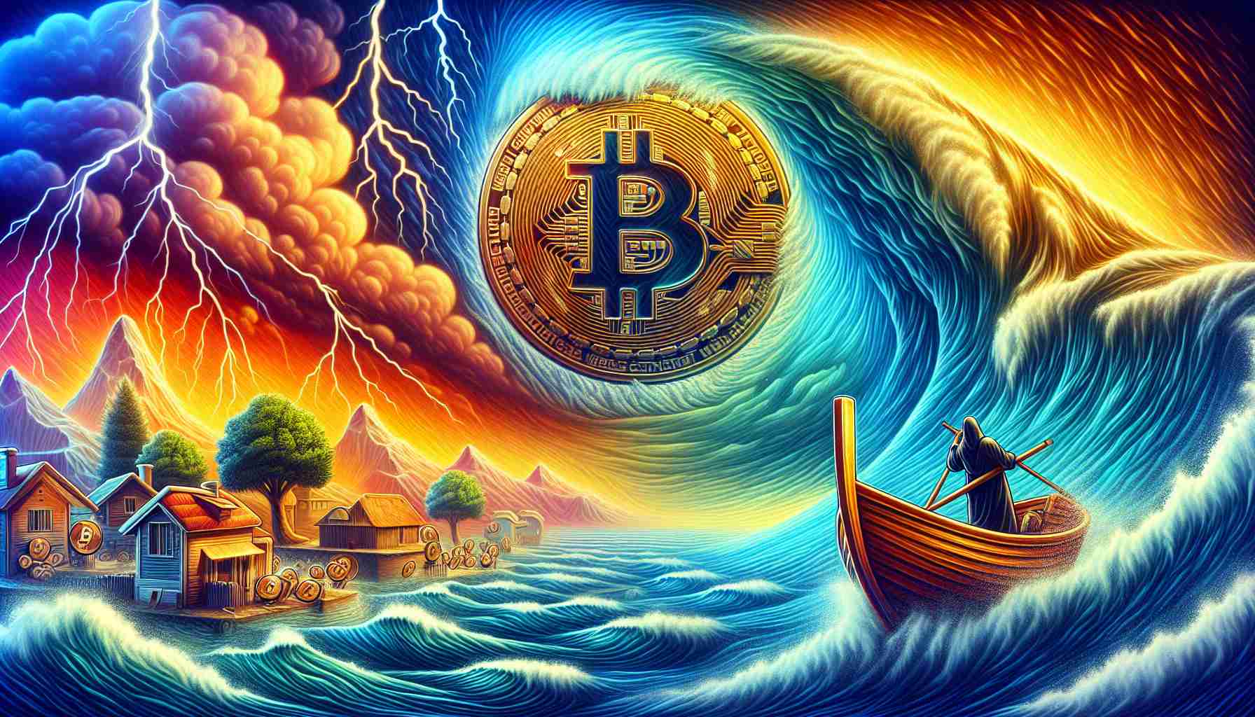 Vivid and realistic high-definition image illustrating the concept of Bitcoin weathering a metaphorical storm, contextualized by two primary themes: a representation of a repayment plan from an unnamed cryptocurrency exchange and the notion of regulatory clarity in the digital currency sector.