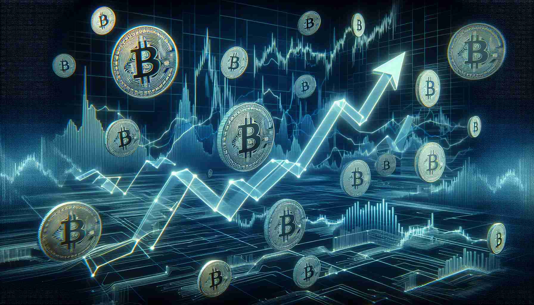 A realistic, high-definition image visualization of the cryptocurrency scene. Pictorially represent the movements of cryptocurrency wallets during times of market wavering. Show a series of arrows signifying the transfer of bitcoin in various directions, with each arrow's thickness and length varying based on its amount and distance respectively. Include a fluctuating line graph in the background representing the volatile value of bitcoin, with peaks and troughs depicting its gain and loss.