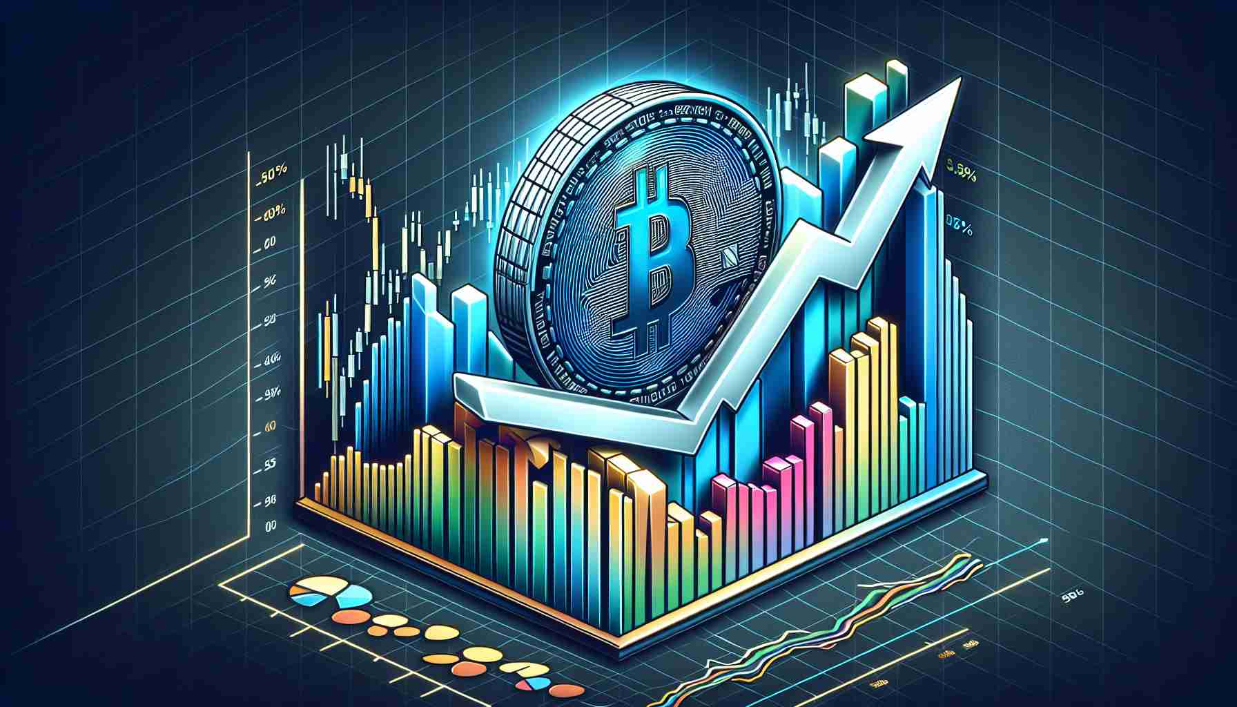 Create a detailed and realistic high-definition image of a chart indicating a surge in an imaginary cryptocurrency named 'Notcoin'. The chart should show a significant upwards trend by 50% following the break of a bull flag pattern, a common indicator in trading analysis.