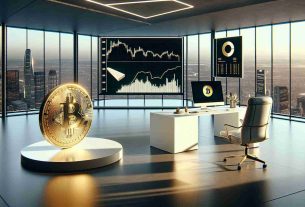 A high-definition, photorealistic depiction of the symbolic representation of Germany selling off a fraction of its Bitcoin treasury. Picture a sleek, modern office with towering floor-to-ceiling windows that overlook the cityscape. Centered in the room is a minimalist white desk with a state-of-the-art computer displaying cryptocurrency charts. On the screen, a line graph represents Bitcoin's value decreasing slightly. Nearby is a gold coin emblematic of Bitcoin, with a piece sliced off like a pie chart, representing the fraction sold off. The ambient lighting suggests serious financial decisions being made, reflecting the gravity of the situation.