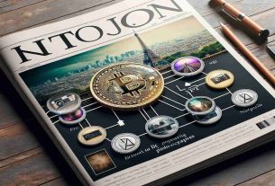 Realistically detailed HD image depicting the concept of a major French magazine transitioning into the digital age with a focus on Non-Fungible Tokens (NFTs) and photography auctions. Illustrate the aesthetic beauty of Paris, and symbolically integrate elements of digital technology, like NFT symbols and an online auction platform. Remember to maintain the charm of the traditional print media in contrast with the futuristic digital era.