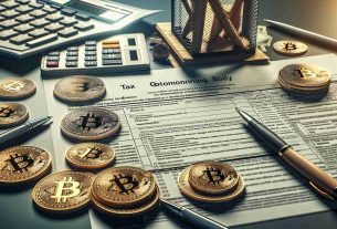 A realistic and high-definition representation of the new standardization of cryptocurrency tax reporting by the tax governing body. The image shows a set of newly introduced rules and forms relating to taxing digital currencies, all laid out on a well-lit desk. The desk also includes traditional tax reporting tools such as calculators, pens, and glasses for a comprehensive portrayal.