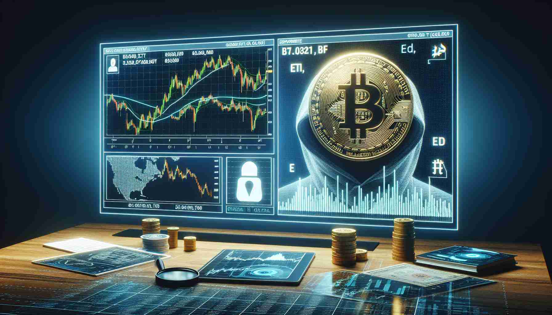 High-definition, realistic image of a visual board or display showcasing the expansion of an anonymous group's exchange-traded fund (ETF) offerings. These offerings are tied to the movements of Bitcoin owned by an unnamed notable technology company. The display should capture financial data, Bitcoin movement charts, and ETF symbols.