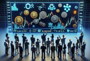 Render a realistic, high-definition image representing the concept of investors looking favorably towards blockchain-related stocks, signifying the maturation of the cryptocurrency sector. This could be represented by a diverse group of men and women of varying descents such as Caucasian, Hispanic, Black, Middle-Eastern, and South Asian, focused on stock market screens displaying symbols of blockchain companies. Alongside, have symbols associated with maturity and growth in the financial world.