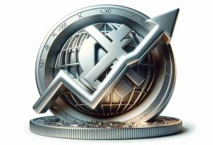 A high-definition, realistic representation of the concept of optimism encircling a symbol for a financial asset (taking the form of a physical metallic coin bearing an 'X' and 'R' and 'P' embossed on it), suggesting the building momentum for a potential upward breakout.