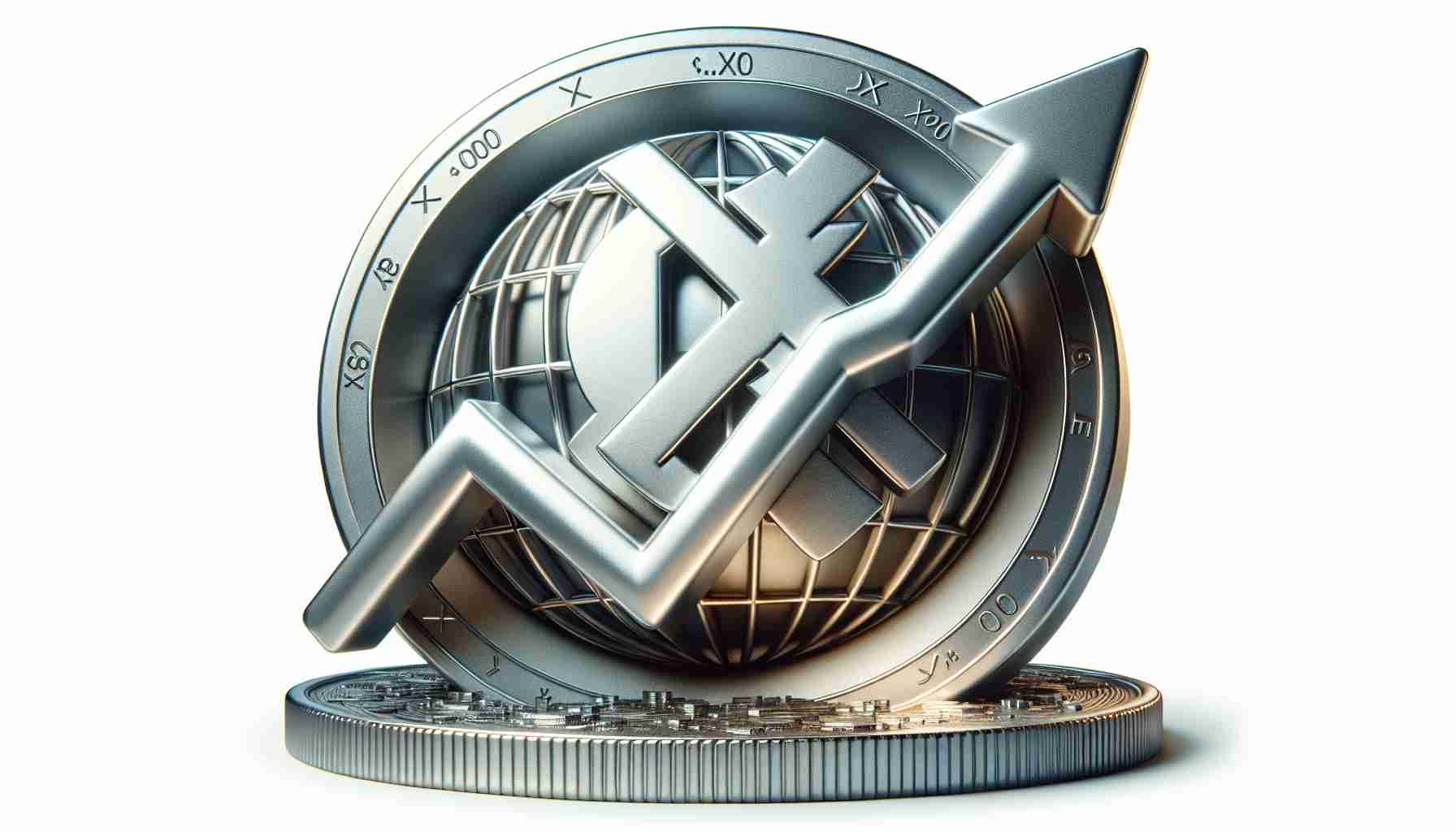 A high-definition, realistic representation of the concept of optimism encircling a symbol for a financial asset (taking the form of a physical metallic coin bearing an 'X' and 'R' and 'P' embossed on it), suggesting the building momentum for a potential upward breakout.