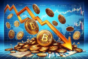 Depict a realistic high-definition image that illustrates the concept of the decline in Bitcoin ETF interest leading to a price fall. Show abundant Bitcoins tumbling downwards, perhaps a graph showing negative trends, and a setting or expression that suggests a sense of hope for recovery. The Bitcoin logo, a graph, and hopeful iconography are good elements to use.