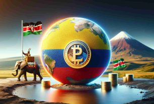 High-definition, realistic image of the symbols of Worldcoin, represented by a globe-shaped coin, gaining traction in a setting that represents Ecuador. This can be signified by symbols of Ecuador such as the tricolor flag or landmarks like the Cotopaxi Volcano in the background. Additionally, to symbolize restarting operations in Kenya, include symbols of renewal or awakening, like a sunrise, incorporated with Kenyan landmarks or symbols, like the Red Elephant or the national flag.