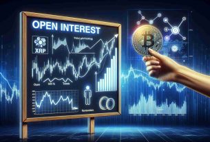 Create a realistic, high-definition image showing the concept of XRP’s Open Interest. The graphic should signify potential price swings with visual elements such as charts, graphs, trends, and lines showing volatility. Please include a board or sign indicating 'Open Interest'. The overall feel of the image should be financial and analytical.