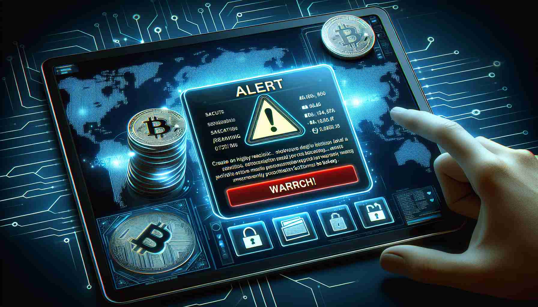 Create a highly realistic, high-definition image displaying an alert message on a digital platform for cryptocurrency statistics led by the name 'CoinStats'. The alert message should convey the urgency of a security breach. It must specifically warn wallet users and strongly suggest immediate precautionary actions to be taken.