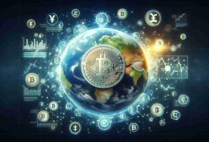 Depict a high-definition, realistic image symbolizing the potential rise in stablecoin usage by the year 2025. Show a large, digital globe in the center surrounded by symbolic representations of various global currencies transitioning into stablecoins. Add illustrative data charts and graphics around the globe to signify the analytical prediction of this surge.