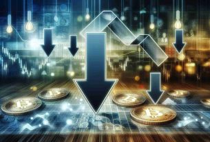 Illustrate a high-definition, realistic image showing the concept of the dilution of Altcoin value. The image could contain various symbols or representations of Altcoins, a downward-facing arrow signifying the dilution or decrease in value. The background could be a stylized financial market or stock exchange with digital figures and graphs subtly shimmering. The environment should be evocative of a complex financial ecosystem in the digital world. Please do not include any human figures or identifiable individuals in the image.