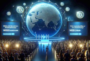 A high-definition, hyper-realistic depiction of a launch event signifying the beginning of a new phase for a generic digital currency exchange. This event indicates the introduction of Web3 Mode, which promises to drastically improve accessibility to Decentralized Finance (DeFi) tokens. No specific logos, company names, or identifiable features should be present to avoid infringement.