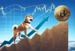 A high-definition realistic scene showcasing a diligent Shiba Inu dog climbing a steep hill symbolizing hard work and potential growth, side by side with a representation of a Bitcoin coin on a rally soars upward on a virtual graph against a sky-blue background.