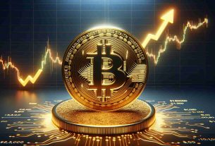 Render a high resolution, realistic image of a shiny golden Bitcoin symbol rising up, emphasizing its recovery. Add a background depicting a financial graph showing a downtrend followed by an uptrend, representing a recent slide and subsequent recovery above $61,000.