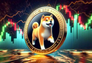 Depict an image in high-definition and realistic style, showcasing a physical representation of a Shiba Inu themed cryptocurrency coin exhibiting stability, seemingly unaffected by the turbulent, bearish surroundings, likely symbolising a downturn in the market.