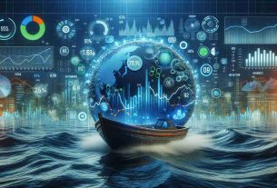 High-definition realistic image of a symbolic representation of financial markets reacting patiently to the concept of maintaining current interest rates amidst changes in inflation. Possibly, a calm sea with a buoyant boat signifying the steady financial market, overlaid with visuals denoting interest rates and inflation changes such as various graphs and figures.