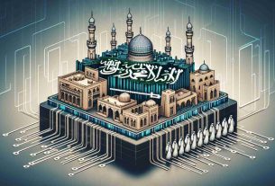 Generate a realistic, high-definition image of a symbolic representation of Saudi Arabia celebrating the adoption of a futuristic, groundbreaking mBridge payment network. The picture could depict elements such as traditional Arabian architecture juxtaposed with modern, digital themes, and a network grid visualizing the ground-breaking payment system.