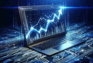 Create a realistic high-definition image that symbolizes the surge in new account sign-ups on a hypothetical network called 'Shibarium'. Visualize this with the metaphor of a graph with a rising line to represent the increase in users. The graph should be depicted on a digital screen, possibly part of a computer monitor or a mobile device. Please also incorporate some design elements that suggest it's a technology or blockchain network, such as circuit patterns, abstract digital effects or curves to highlight its cyber nature.