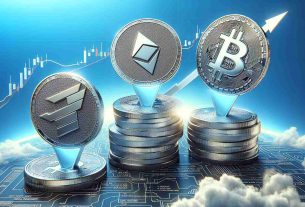 High-definition realistic image featuring three alternate cryptocurrencies or 'altcoins' represented as shiny, metallic coins against a sky-blue background. These coins are soaring upward, implying an impending bull run in the market. The coins could have unique motifs related to their respective blockchains - for example one can have a stylized 'B', another a decorative 'E', and still another a figurative 'L'. The trajectory of their ascent should hint at a steep angle, symbolizing a significant market surge. The backdrop should be adorned with infographics and line-growth charts to further emphasize the bull-market scenario.