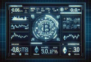 Generate a detailed and realistic high-definition image of a digital display screen. The screen should depict financial data with a focus on cryptocurrency. The predominant indicators are for Bitcoin (BTC) and Ethereum (ETH) options. Furthermore, a significant alert message is prominently featured on the display, announcing that these major BTC and ETH options are set for expiration.