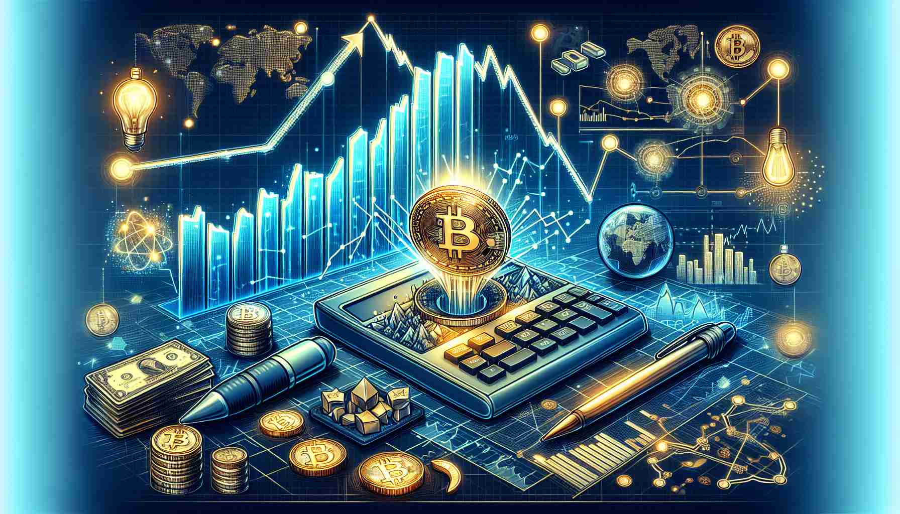 Generate a high-definition, realistic image that visually represents the concept of understanding cryptocurrency market cycles. This should include visual representations of altcoin trends, such as graphs or charts showing fluctuations, peaks, and troughs in the market. The image should include some symbolic elements like coins or symbols associated with cryptocurrencies. Please make sure the overall visual style is educational and clear enough for anyone to grasp the fundamentals of cryptocurrency market cycles.