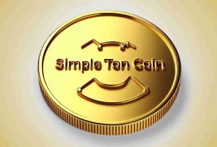 A high-definition, realistic visualization of a concept for a new trending internet joke: 'Simple Ton Coin'. It should be represented as a physical shiny golden coin with a simplistic design. On the front of the coin, inscribed 'Simple Ton Coin' in a stylized way to convey humor.