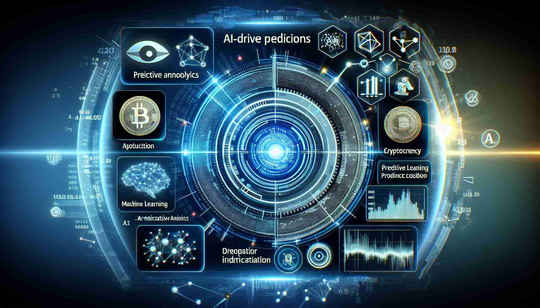 A high-definition image representing the cutting-edge concept of AI-driven predictions in cryptocurrency, specifically focused on the PancakeSwap platform. Show a futuristic digital interface with various indicators, charts and graphs demonstrating predictive analytics. Integrate cryptocurrency symbols, codes, and icons, including a pancake to represent PancakeSwap. Ensure to incorporate machine learning or AI symbols to depict the AI-driven aspect. The overall design should convey a sense of leading-edge technology, potential, and accuracy in crypto trading.