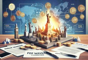 Generate a realistic, high-definition image of a launched strategy for fee waiver, with references to a European cryptocurrency fund. The strategy represents a new and unprecedented move. The image can include concept art like coins representing cryptocurrency, European landmarks pointing to the European focus of the fund, and documents or charts showing the fee waiver strategy.