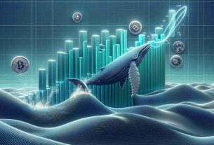 Render a hyper-realistic HD interpretation of the conceptual rise of artificial intelligence-themed cryptocurrencies. Visualize this through the metaphor of a bar graph rising upwards, with each bar graph design correlating to a different AI-themed cryptocurrency. Alongside, depict a large, metaphorical whale diving deep into waving ocean contours, which symbolizes 'Whale Activities' in Curve DAO. Ensure the whale is in process of creating a splash, suggesting a significant move in the world of finance. Please avoid including any logos, brand names, or copyrighted symbols.