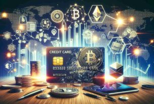 Generate a high-definition depiction that emulates a realistic photography style, illustrating the concept of 'explosive growth predicted for the cryptocurrency credit card industry'. The scene could include charts and graphs showing significant growth, credit cards embedded with microchips symbolizing the digital nature of cryptocurrency, and various symbols or icons from the world of crypto like Bitcoin, Ethereum, and others, highlighted prominently. Ensure the color scheme and style of the image conveys optimism and growth. Avoid including any particular brand logos or identifying elements.