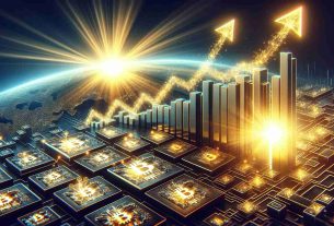 High-definition, realistic illustration visualizing the surge in on-chain activity for a blockchain technology, symbolically represented with a shining, rising chart or graph. Also, include an abstract concept of 'prospect', perhaps as a golden glow at the end of the path, funds moving through computer nodes or metaphorically represented by a sunrise.