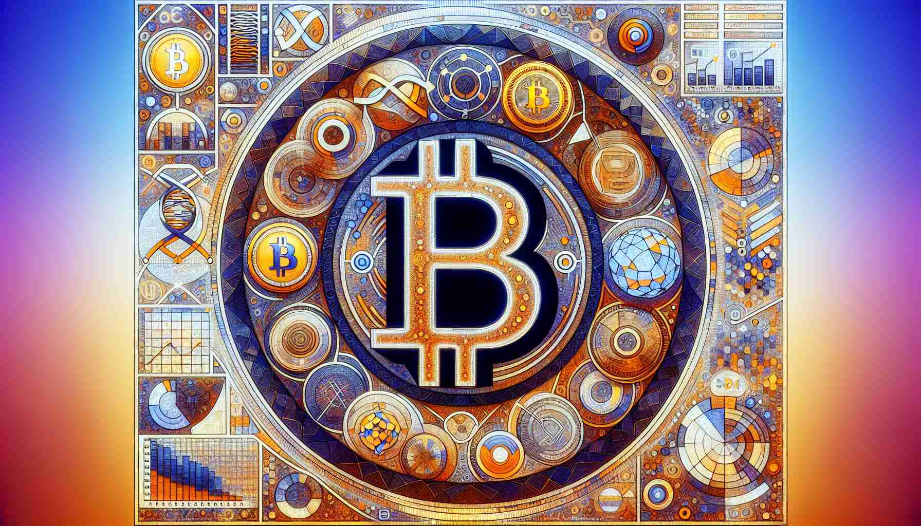 A carefully detailed, high-definition image representing the concept of the 'Infinite Half-Life of Bitcoin'. It features an abstract composition that integrates elements associated with Bitcoin such as the coin iconography, blockchain codes, and infinite symbols. In addition, denote global finance symbols and interfaces to symbolize the blockchain's impact on the worldwide fiscal system. It is to be devoid of personal references or depictions, embodying the expansive and perpetual nature of the Bitcoin network.