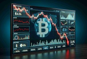 A realistic high-definition image displaying a screen showing a downturn in the cryptocurrency market. There should be various graphs and charts indicating a downward trend, with the focus on Bitcoin struggling. The visualization should reflect a drop in market prices and negative sentiment ripple across the various cryptocurrencies.