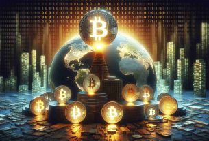 A realistic high-definition image representing the concept of Bitcoin dominating the narrative in the cryptocurrency market, while altcoins are lagging behind. The image could have a digital globe with an illuminated Bitcoin symbol glowing brightly, towering over smaller, faintly lit altcoins symbols. The background can be filled with binary code, representing the digital nature of cryptocurrency.