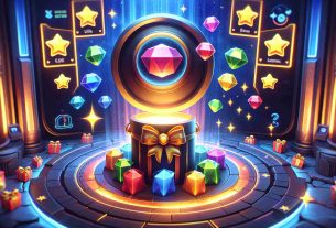 High-definition image depicting the rewards of a fictitious game called 'GemZ'. The scene includes multiple colourful bonus icons awaiting to be unlocked, to entice an element of surprise.