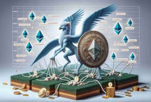 A realistic HD image representing the concept of a mythical harpy expanding the Ethereum Wallet Protection to layer 2 networks amid increasing adoption. The mythical creature should Carry a shield signifying protection and growth symbols to imply expansion. There should be some illustrated layer 2 networks with many connections and nodes indicating high usage. A surge wave or graph might visually represent soaring adoption.