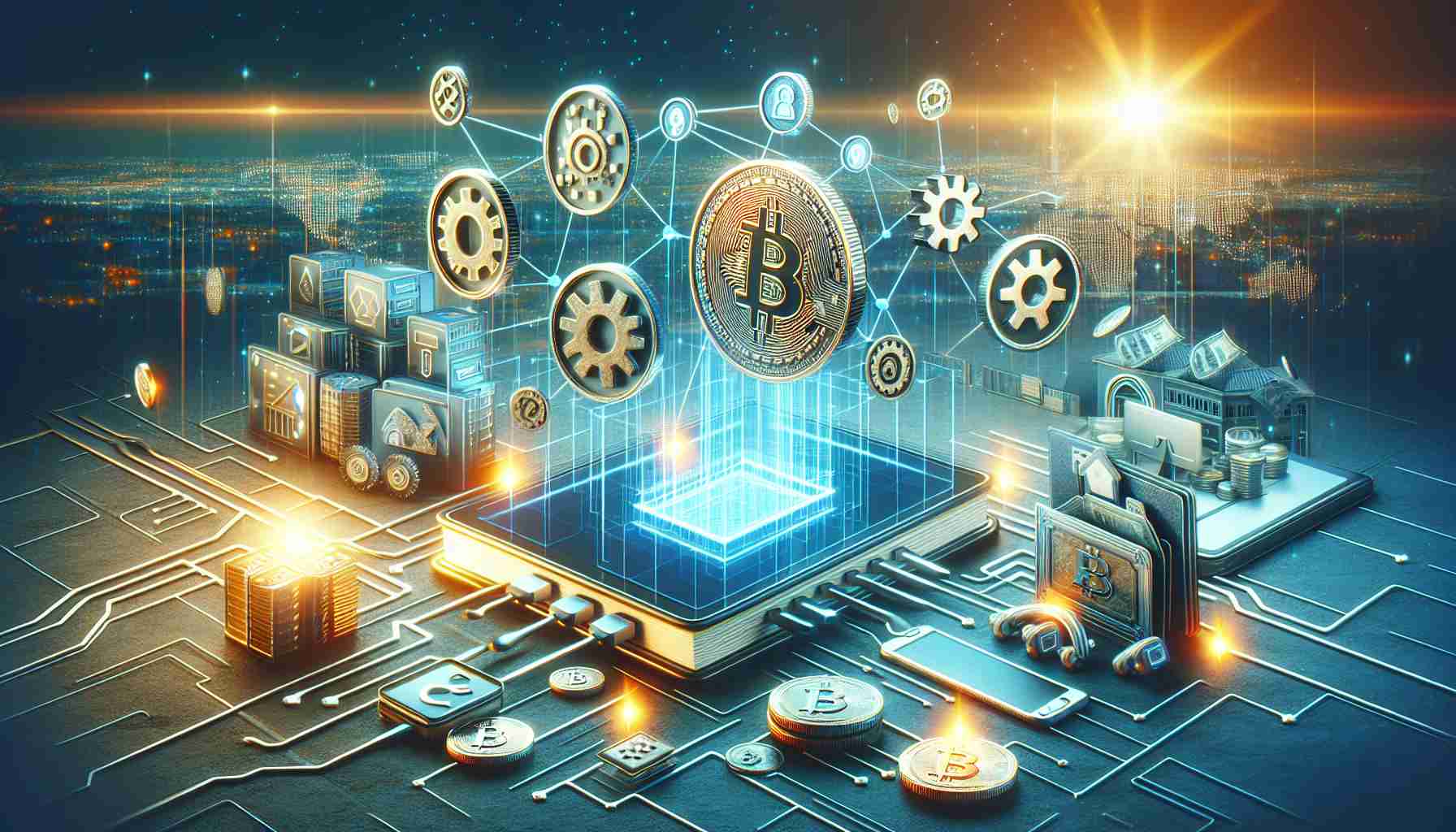 A high-resolution, realistic image depicting the concept of the Solana blockchain technology introducing revolutionary tools for enhancing cryptocurrency use on the web. The scene may contain various symbols representing Solana network, cryptocurrency tools like digital wallets, coins, and gears, and internet imagery like webpages and connectivity icons.