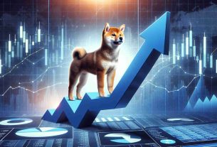 Generate a realistic high-definition image illustrating the concept of a market resurgence, symbolized by a Shiba Inu standing on a rising arrow, with financial charts or graphs in the background to imply economic growth.