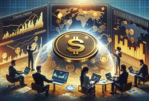 Realistic high-definition image depicting the concept of the introduction of a new form of digital currency called the 'mBASIS Token', designed to enhance yield strategy for investors. Visualize a golden coin symbolizing the mBASIS Token surrounded by financial graphs showing improvement, a laptop displaying related news, and a diverse group of investors closely studying it which includes a Caucasian woman and a Middle Eastern man.