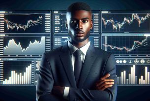 Realistic HD image of a Black male market analyst championing the enlightenment of cryptocurrency. He is professionally dressed and stands confidently in front of a large digital screen displaying various cryptocurrency data and charts. His focused gaze portrays his dedication and expertise.