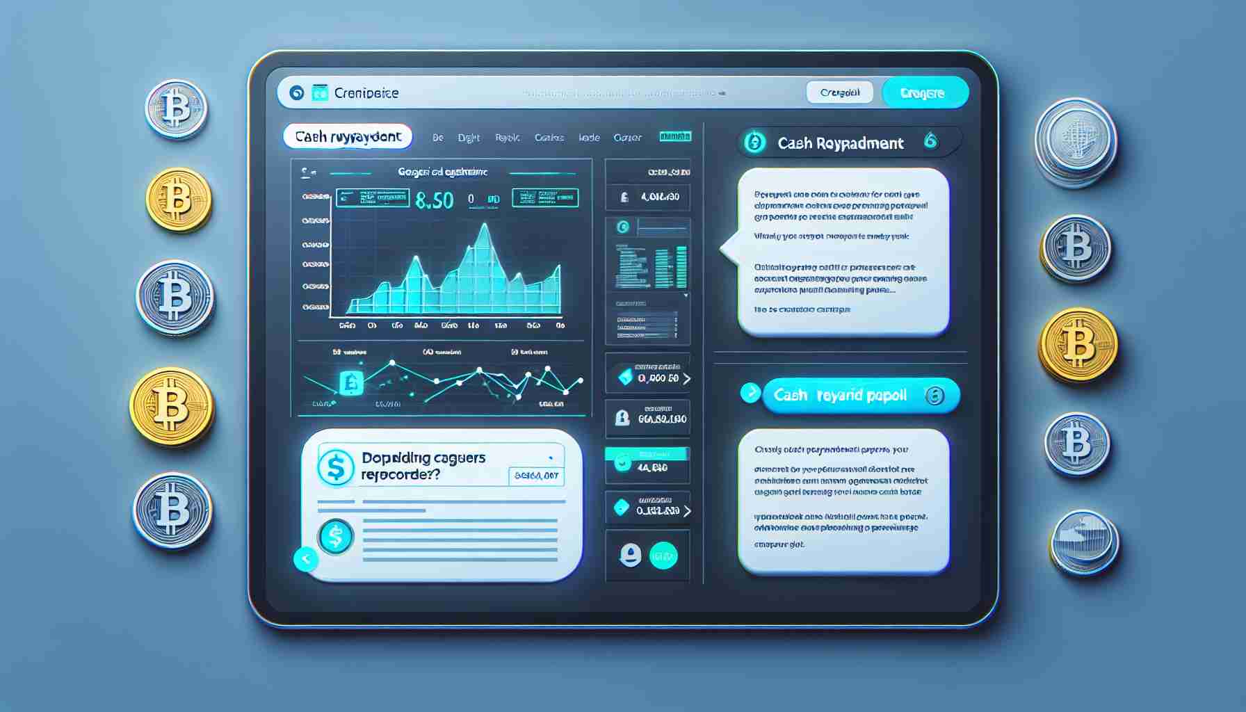 Create a realistic, high-definition image of a generic digital asset exchange proposing cash repayments for creditors. Include an image of the exchange interface with charts and graphs, as well as a dialog box or banner announcing the cash repayment proposal.