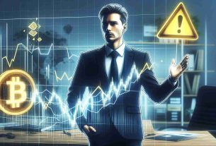 Generate a detailed and high-definition image symbolizing an investor expressing caution towards the instability of the cryptocurrency market. The investor should be a middle-aged Caucasian male wearing formal attire. The scene may also include, as symbolism, a fluctuating line graph indicating the volatility of the cryptocurrency market and a caution sign. Ensure not to use recognizable identifying features and to avoid the likeness of any specific individual.