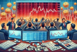 High-definition image of a financial scene illustrating the cryptocurrency markets. The setting includes computer screens with red-toned charts indicating a downturn, headlines about ETF outflows, and a background filled with worried expressions of diverse group of traders. Additionally, there are a number of newspapers and financial reports lying nearby with the headline 'Rate Hike Worries'. However, the focus still remains on the digital aspect of the scene, symbolizing the centrality of technology in these markets.